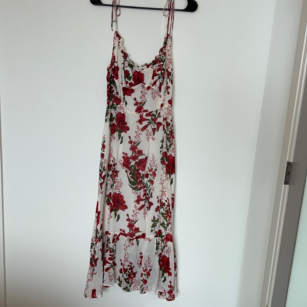 Reformation Red Floral Midi Dress